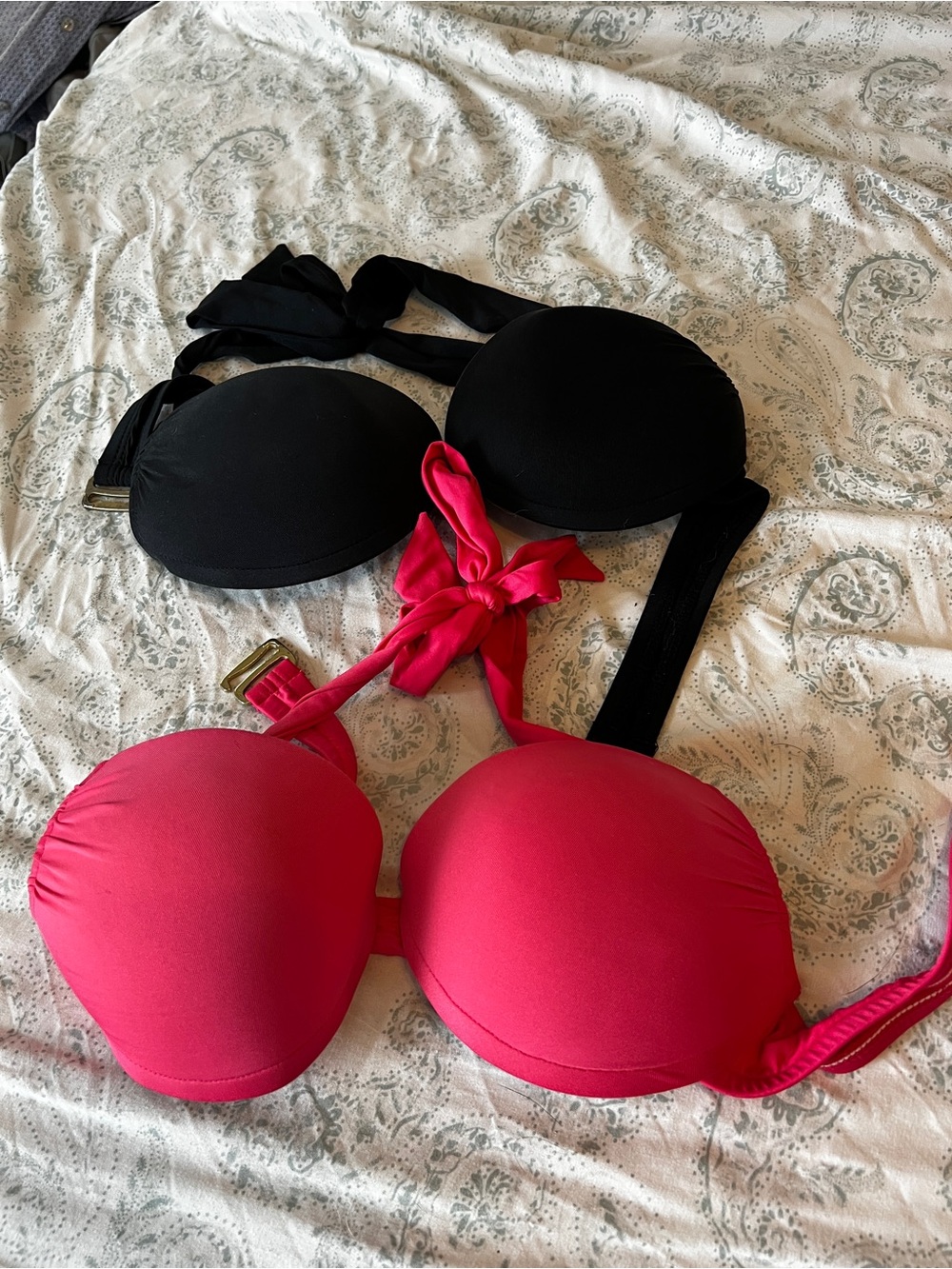 Mossimo Supply Co. Black and Hot Pink Push-Up Bikini Tops